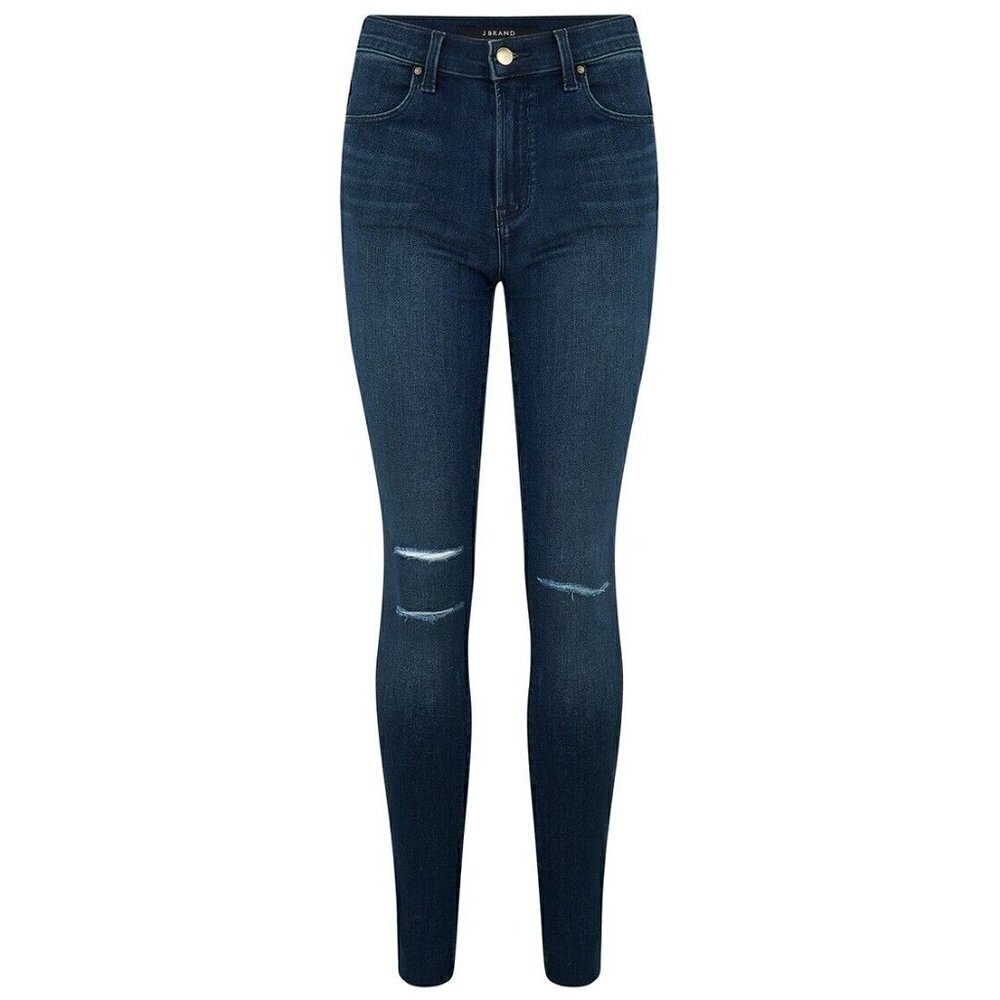 J Brand Women's Blue Denim Maria High Rise Skinny Jeans Fix Destruct Size 26